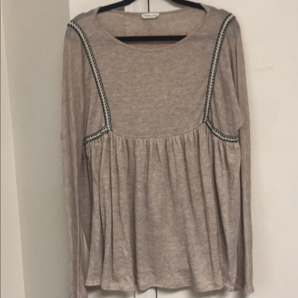 Tan flowy peplum top with detailing